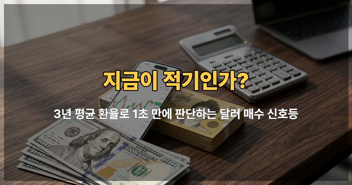 달러 투자 타이밍 판단을 위한 원화와 달러 지폐 및 실시간 환율 차트 화면